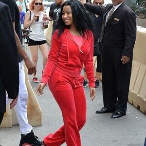 Juicy Couture Tracksuit Set Red Medium Jacket Pants Pockets Flared Velour Vtg